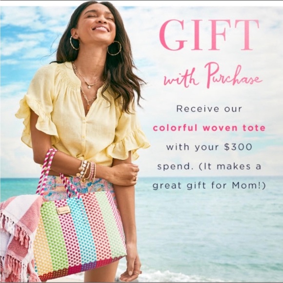 Lilly Pulitzer Mother’s Day Woven Tote GWP NWT - Picture 5 of 5